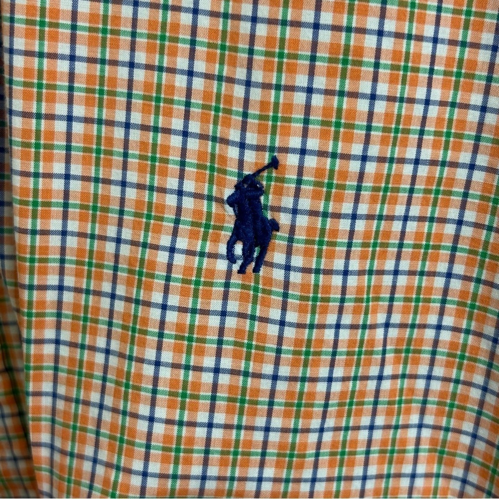 Ralph Lauren Classic Fit Shirt Mens 3XLT Orange Blue Green Plaid Button Down - Picture 3 of 8
